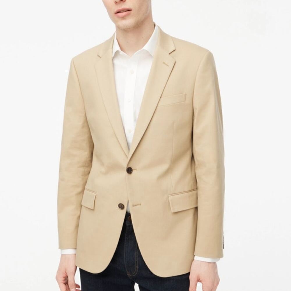 NWT J. Crew Thompson Slim Fit Knit Blazer Heather Light Khaki Men's Size 42L